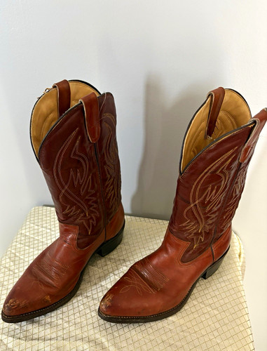 Men brown leather western - men's,